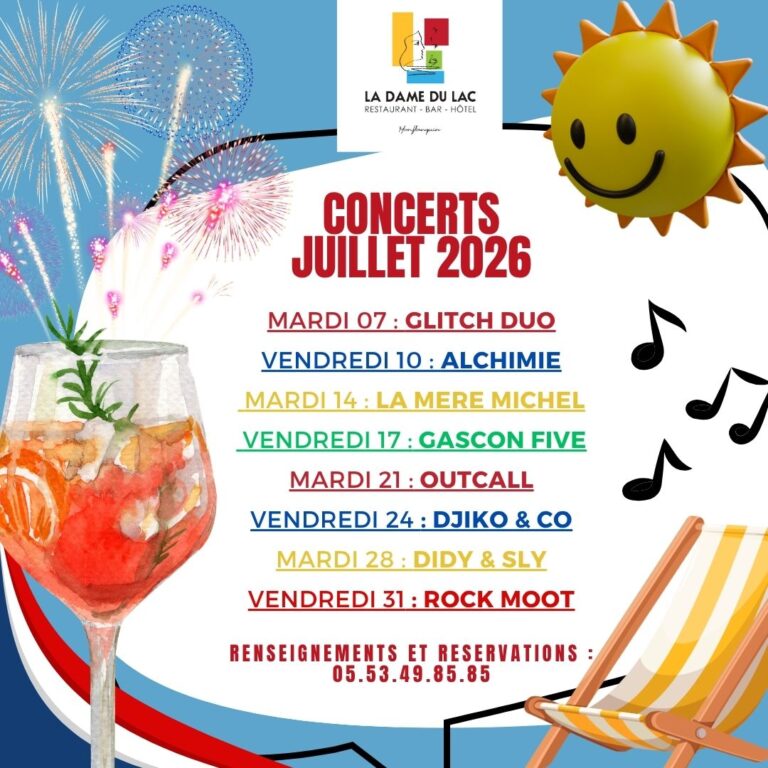 concerts gratuits au Bord du Lac, Juillet 2026