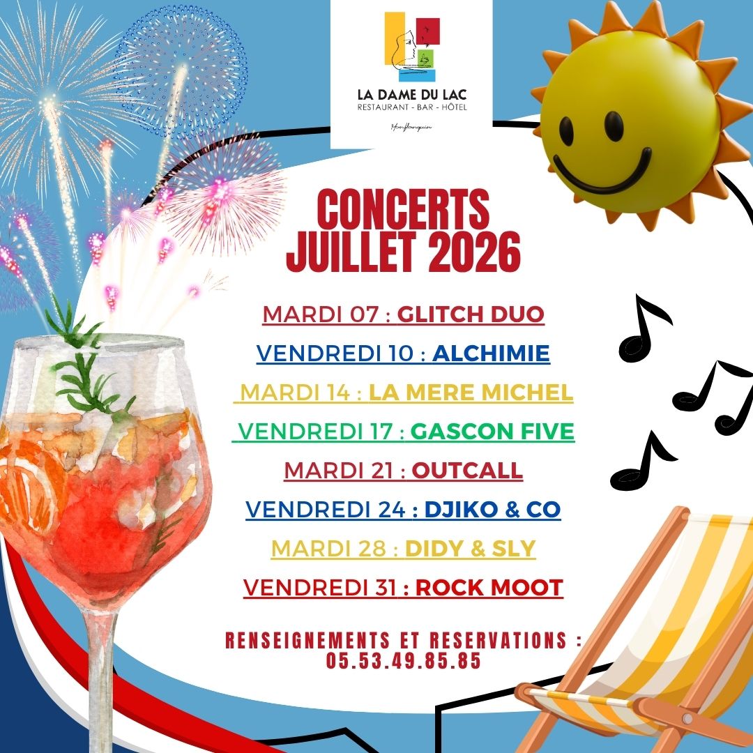 concerts gratuits au Bord du Lac, Juillet 2026